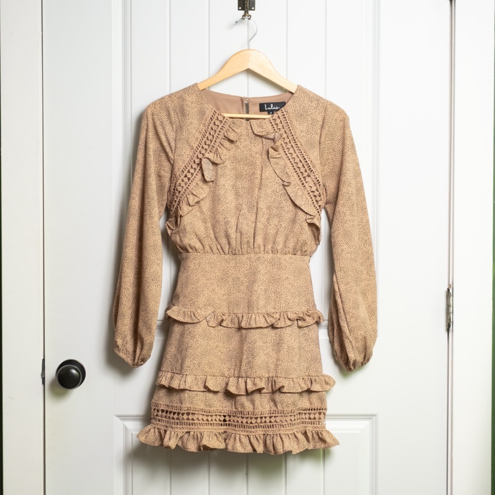 Lulus Beige Crochet Detail Dress Small